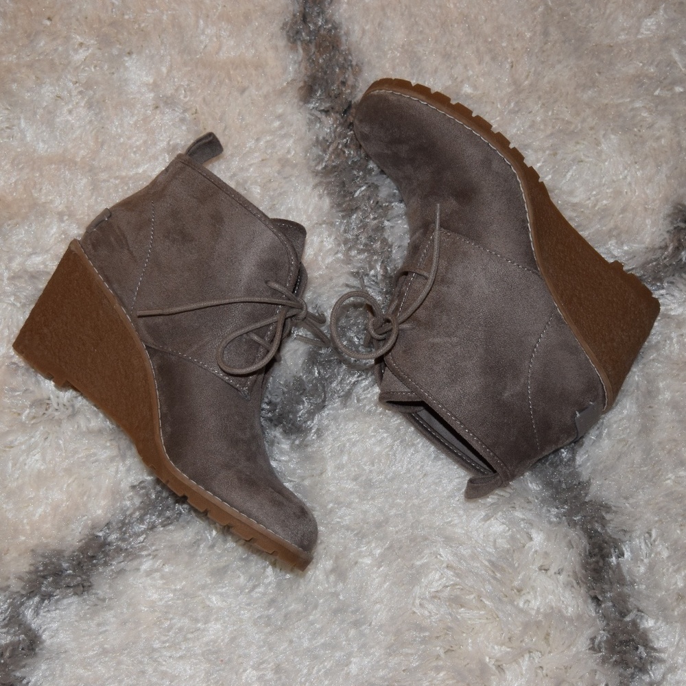 Tan Bass & Co. Wedge Booties